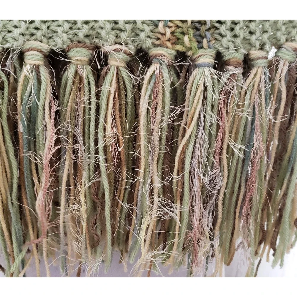NEW Hand Knitted‎ Green Ombre Boho Cowl Scarf Artsy Cottage Coastal Indie Chic